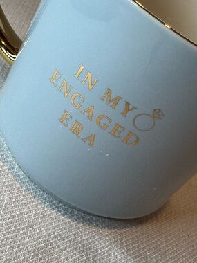 In My Engaged Era Gold Handle Baby Blue Coffee Tea Mug 18 Oz Sweet Water Decor